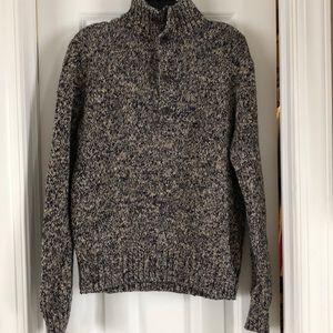 Navy/tan 1/4 button sweater